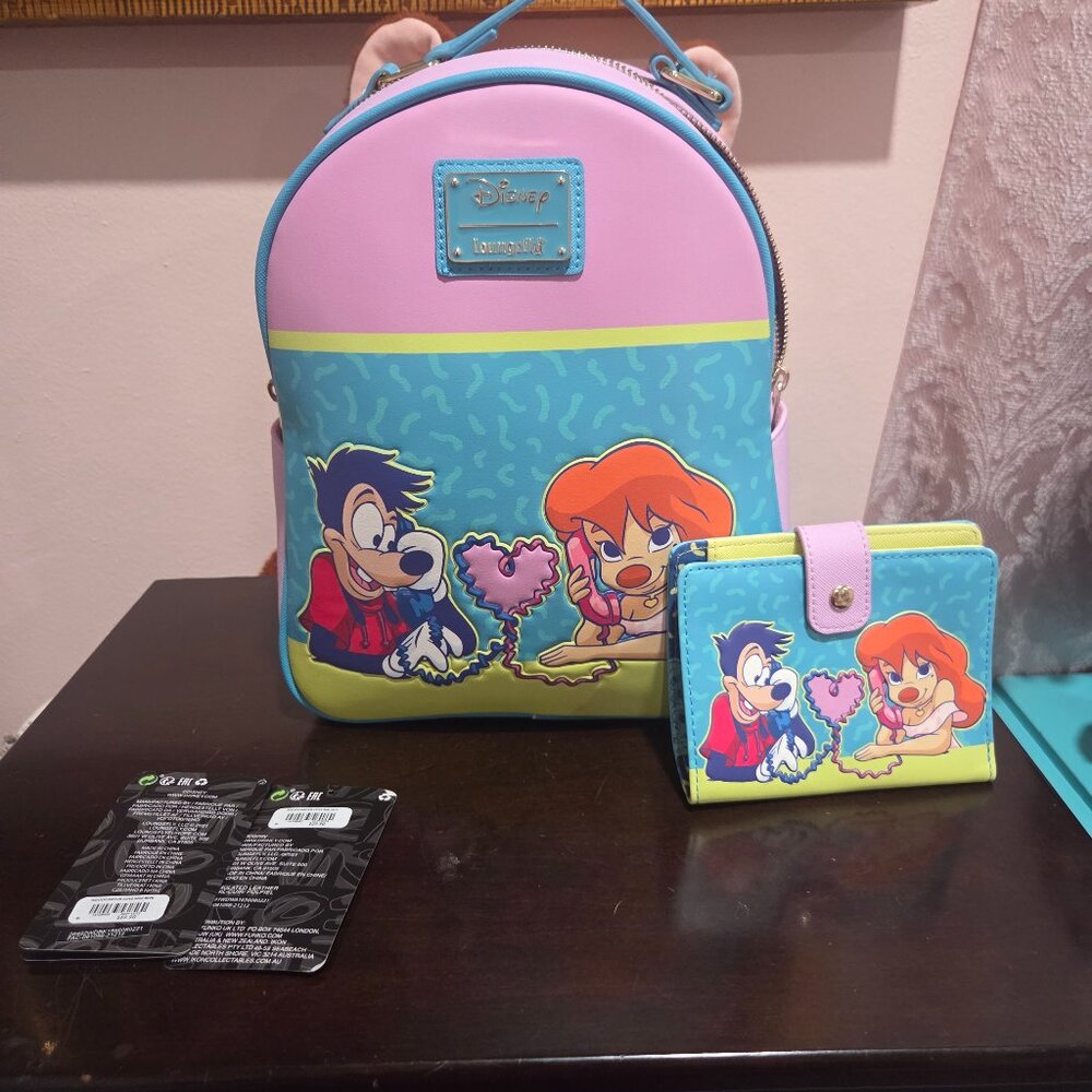 Disney loungefly Max and Roxanne backpack and wallet